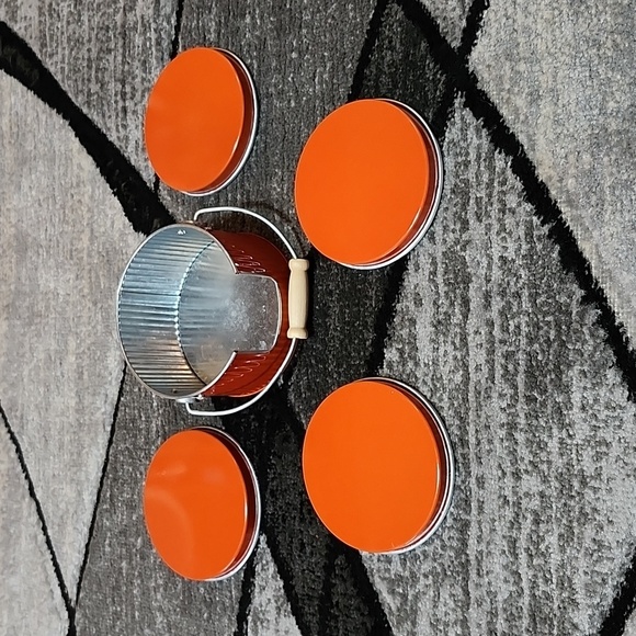 ORANGE METAL CORK COASTERS SET THANKFUL GRATEFUL BLESSED GATHER - Picture 7 of 14